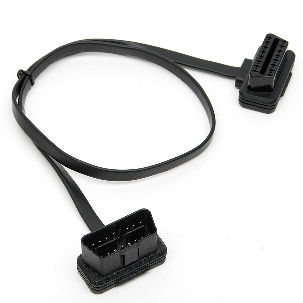 Flat+Thin As Noodle 60cm 1 Meter OBD 2 OBDII OBD2 16Pin Male to Female ELM327 Diagnostic Extension Cable Connector
