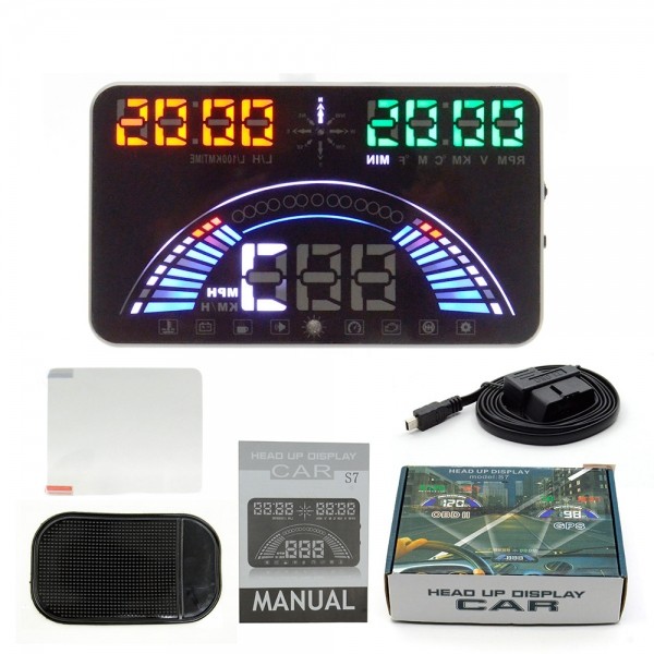 New Product 5.8" Large Screen HUD S7 GPS Auto Car HUD Head Up Display Over Speeding Warning HUD S7 for OBDII&GPS HUD