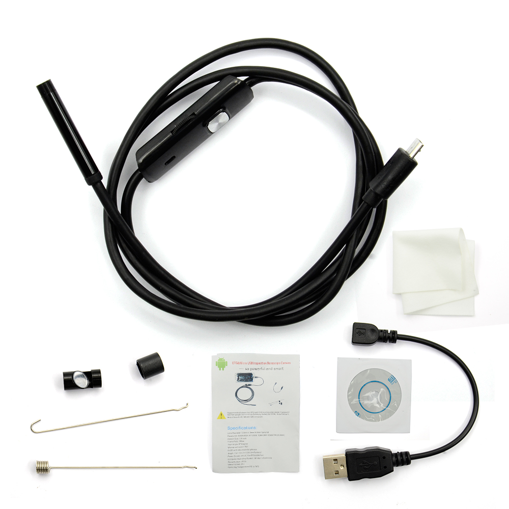 5.5mm Focus Camera Lens 1M/1.5M/2M/3.5M/5M Waterproof 6 LED Android Endoscope Mini USB Cable Endoscope Inspection Camera
